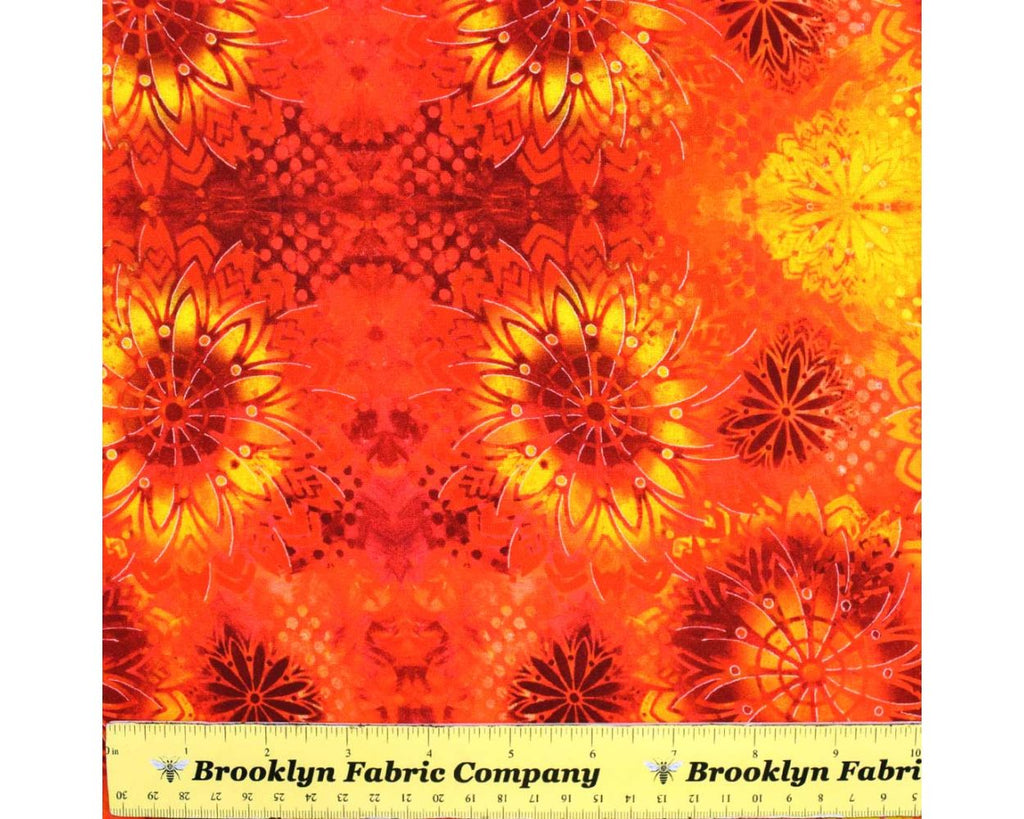 FreeSpirit Fabrics: Happy Blooms - Sue Penn - Sunburst Flame - PWSP051.FLAME