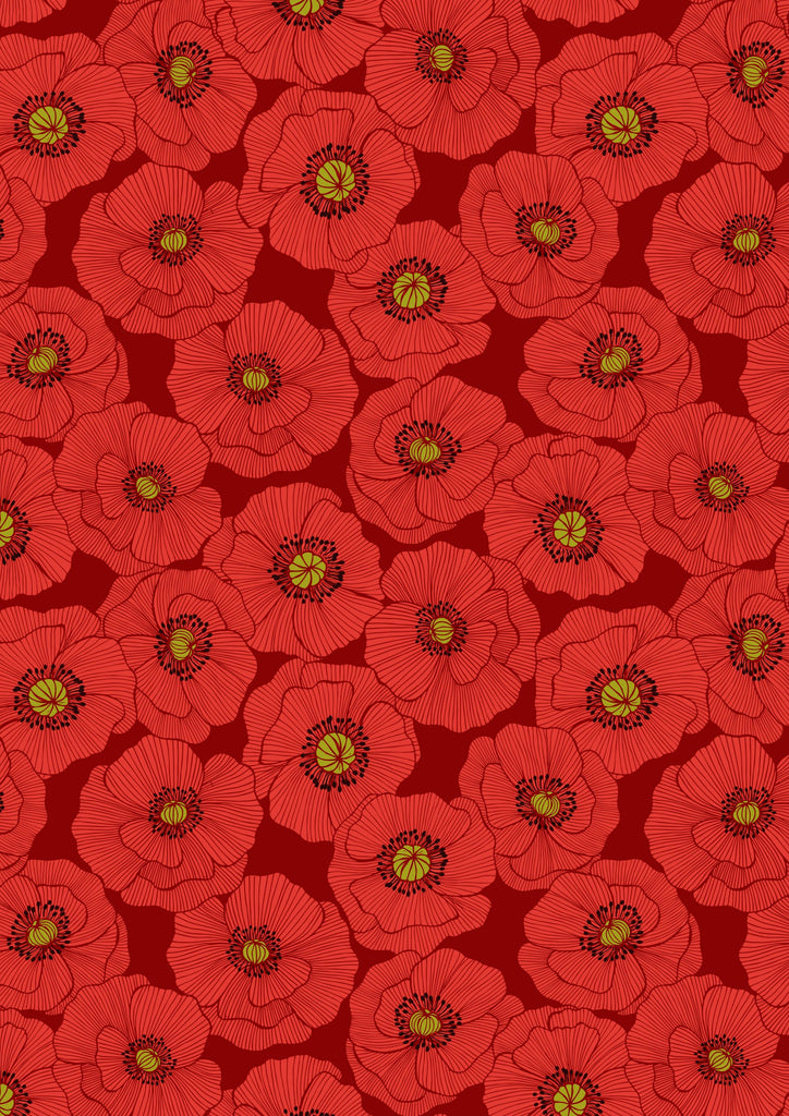 Lewis & Irene: Poppies - Large Poppy on Red
