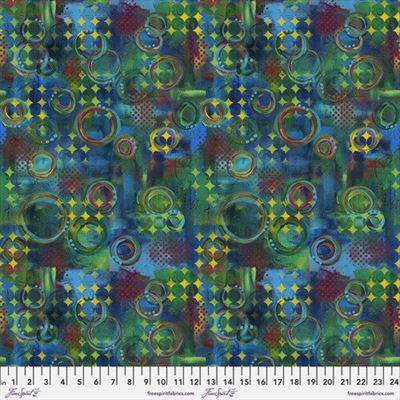FreeSpirit Fabrics: Happy Blooms - Sue Penn - Rings Multi - PWSP052.Multi