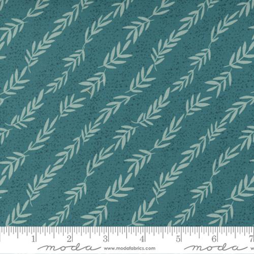 Songbook A New Page Dark Teal 45556 20 Moda #1 - Reaching Stripes Leaf - Sold Out