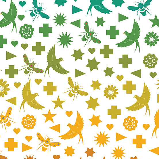 Alison Glass Art Theory - Seventy Six Bird & Bee A-9699-L - Color Day by Andover Fabrics