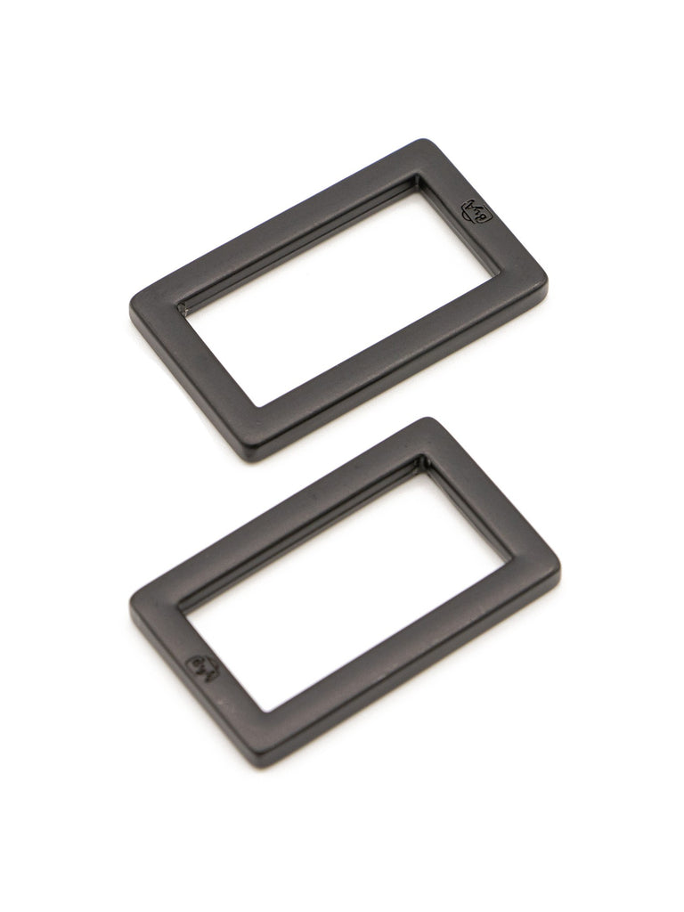 ByAnnie -  Rectangle Ring Flat 1in Black Metal Set of Two