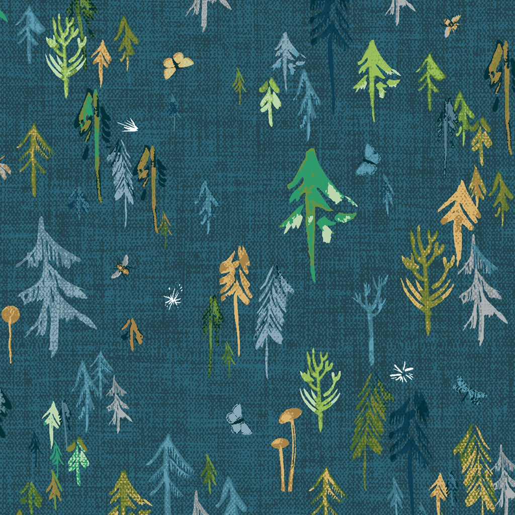 Clothworks Forest Glade - Dark Teal Forest
