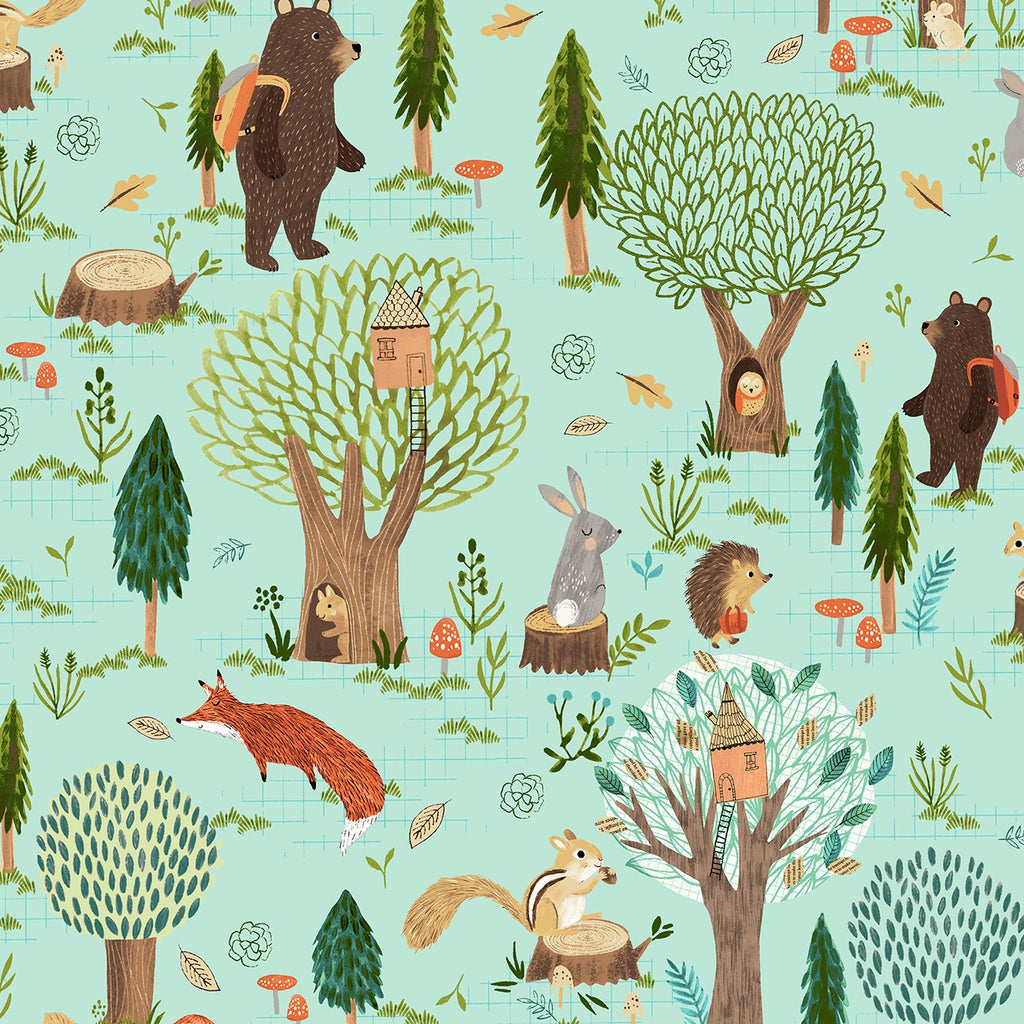 Clothworks Imagine - Mint Forest Animals