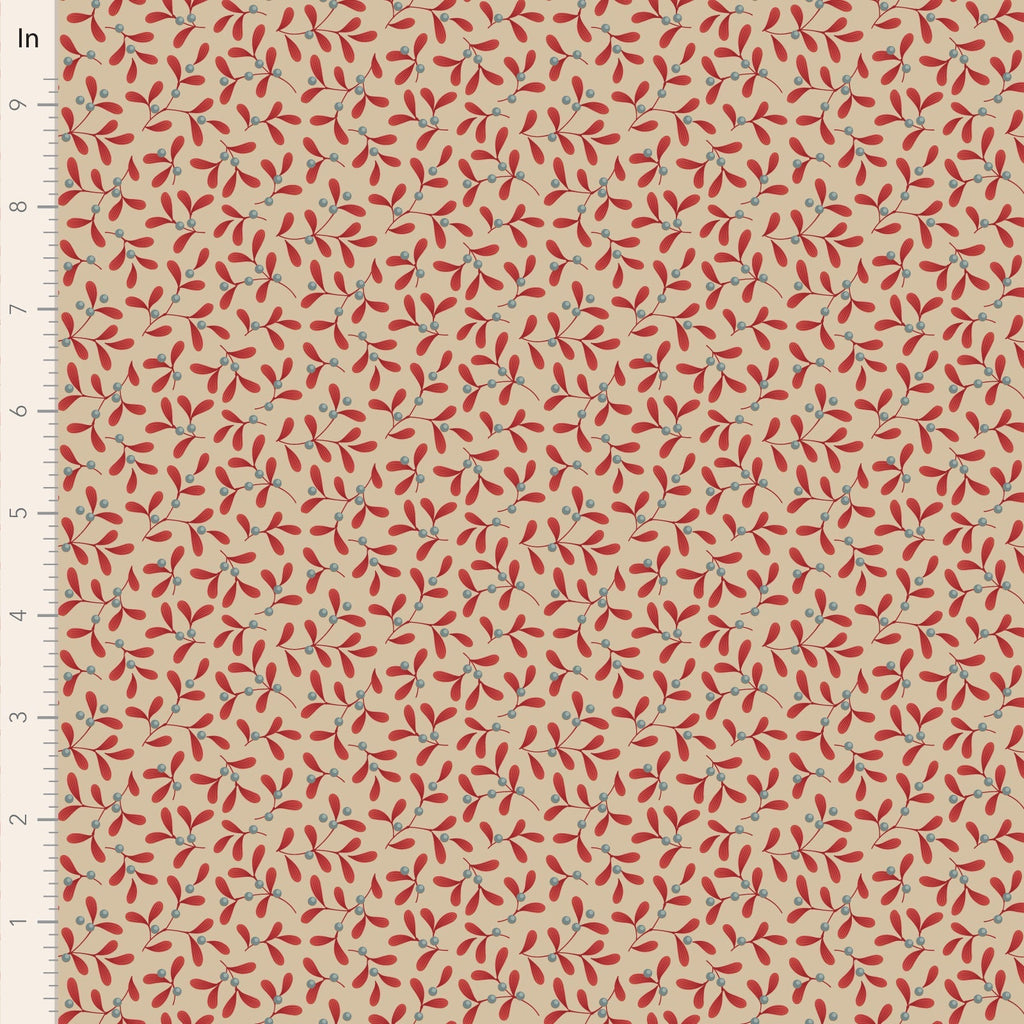 Tilda - Merry Little Christmas - Misteltoe Red - TIL100623-V15 - Sold by the Half Yard