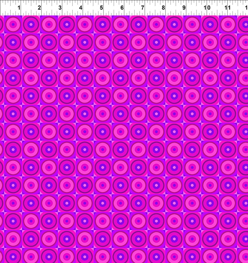In The Beginning - Flock Together - Magenta Circle Square - 10FT-2 Magenta Circle Square - Sold by the Half Yard