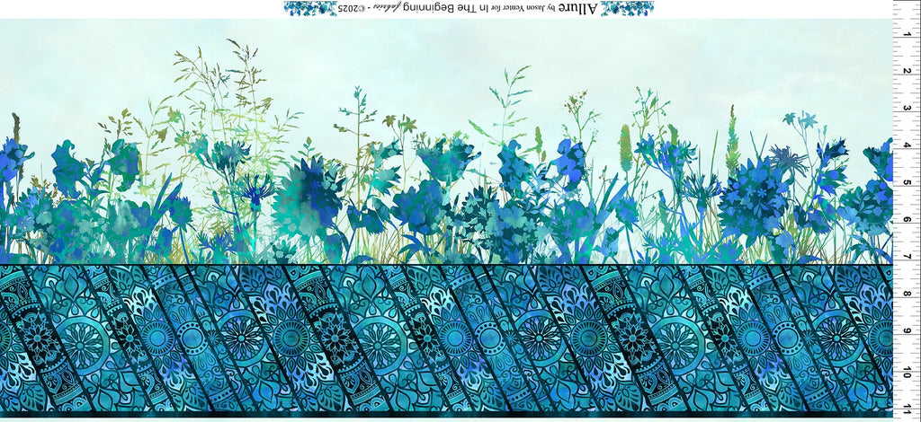 In The Beginning - Allure - Blue Border - 1ALR-2 - Sold by the Half Yard