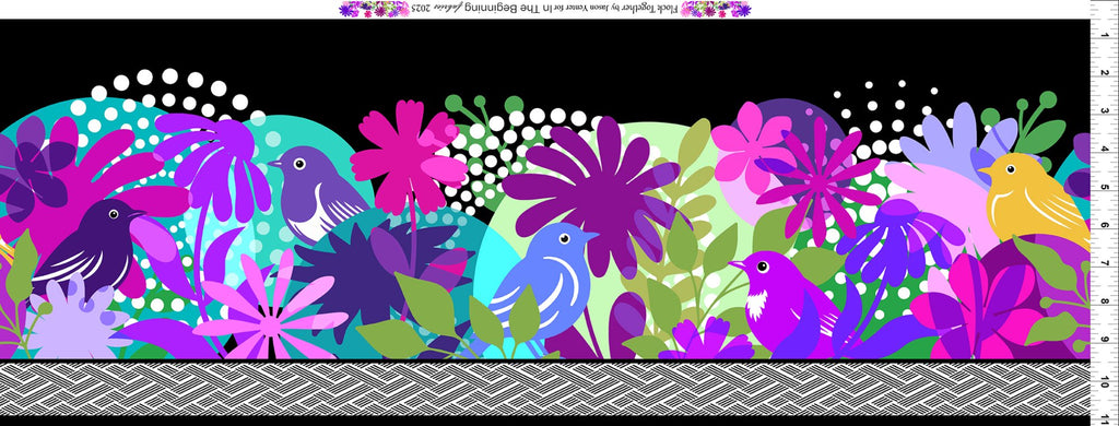 In The Beginning - Flock Together - Jewel Border - 1FT-2 Jewel Border - Sold by the Half Yard
