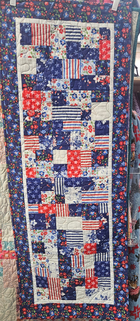 Mini Brick Road Quilt Kit Americana 4th of July Blue Table Runner