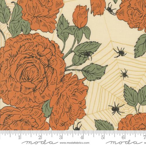 Moda - Home Sweet Haunt - Haunted Roses Florals Spiders Web - Bone - 20911-11 - Sold by the Half Yard