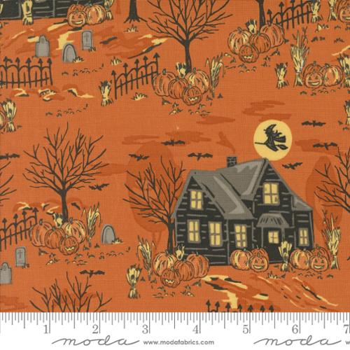 Moda - Home Sweet Haunt - Haunted Forest Halloween - Pumpkin - 20912-14 - Sold by the Half Yard