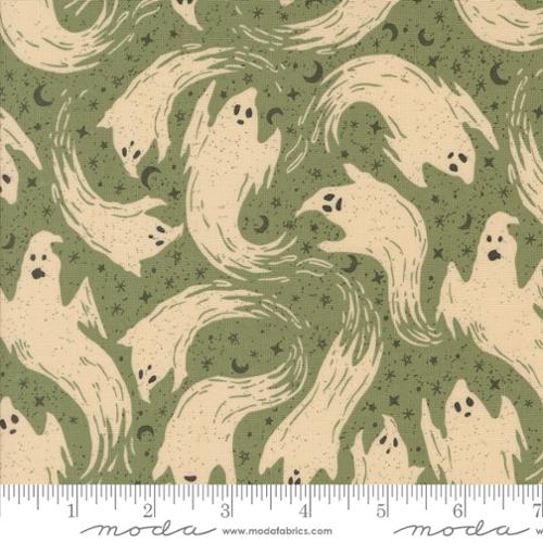 Moda - Home Sweet Haunt - Ghostly Ghost Halloween Ghost - Moss - 20914-15 - Sold by the Half Yard
