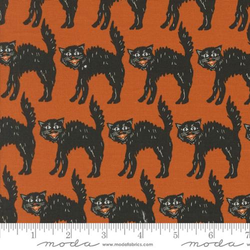 Moda - Home Sweet Haunt - Little Black Cat Novelty Black Cat - Rust - 20915-13 - Sold by the Half Yard