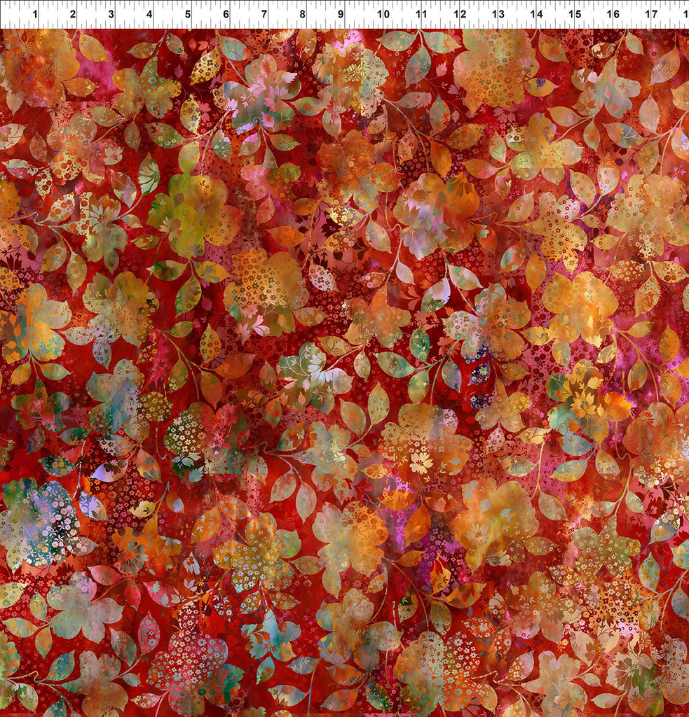 In The Beginning - Allure - Red Patchwork Floral - 2ALR-1 - Sold by the Half Yard