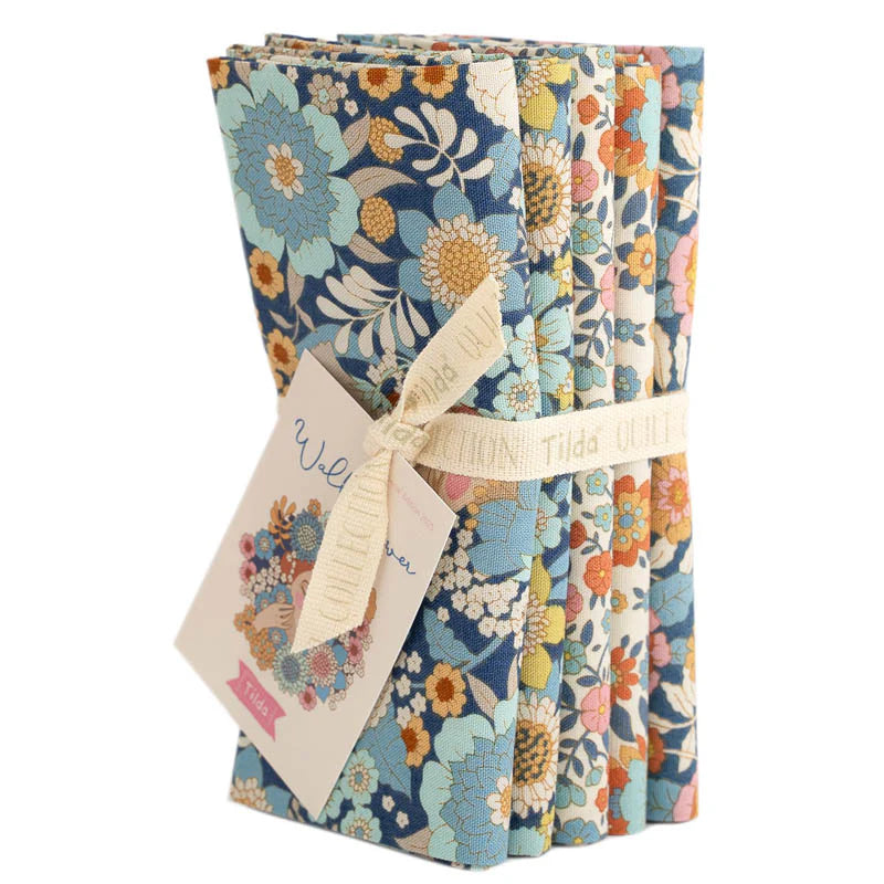 Tilda - Wallfalower - 5 Fat Quarter Bundle Blue - TIL300234