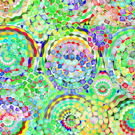QT Fabrics: On Painted Wings - Mosaic Green - 2600-30056-G