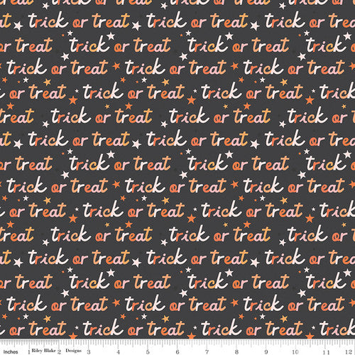 Riley Blake - Hey Pumpkin - Trick or Treat Charcoal - C16034-CHARCOAL - Sold by the Half Yard