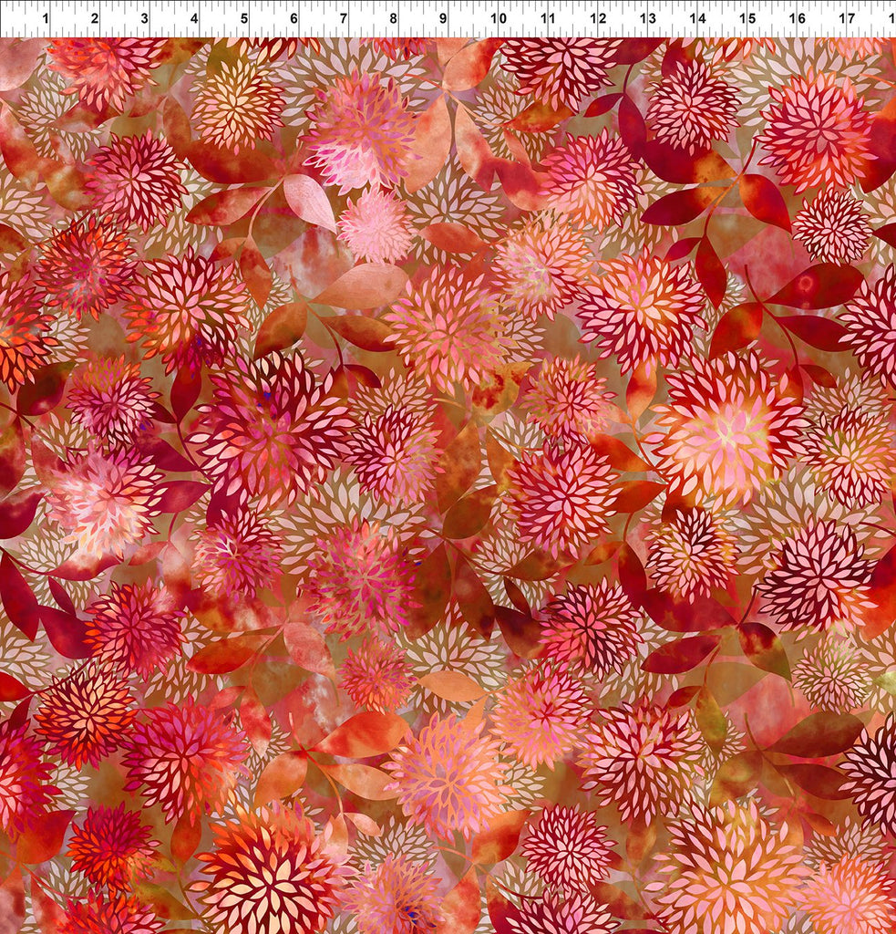 In The Beginning - Allure - Red Mums - 3ALR-1 - Sold by the Half Yard
