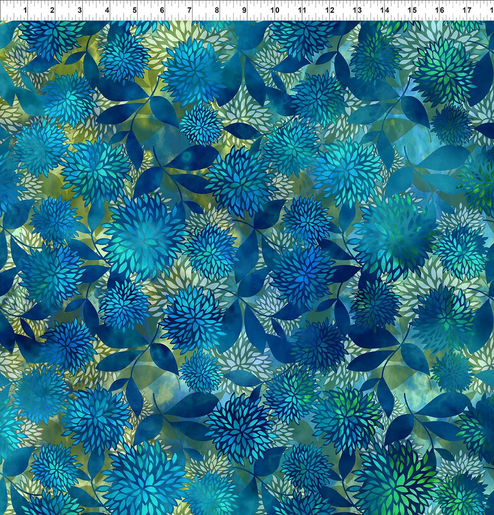 In The Beginning - Allure - Blue Mums - 3ALR-2 - Sold by the Half Yard