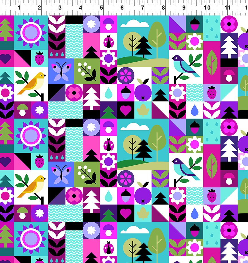 In The Beginning - Flock Together - Jewel Collage - 3FT-2 Jewel Collage - Sold by the Half Yard (Sold Out)