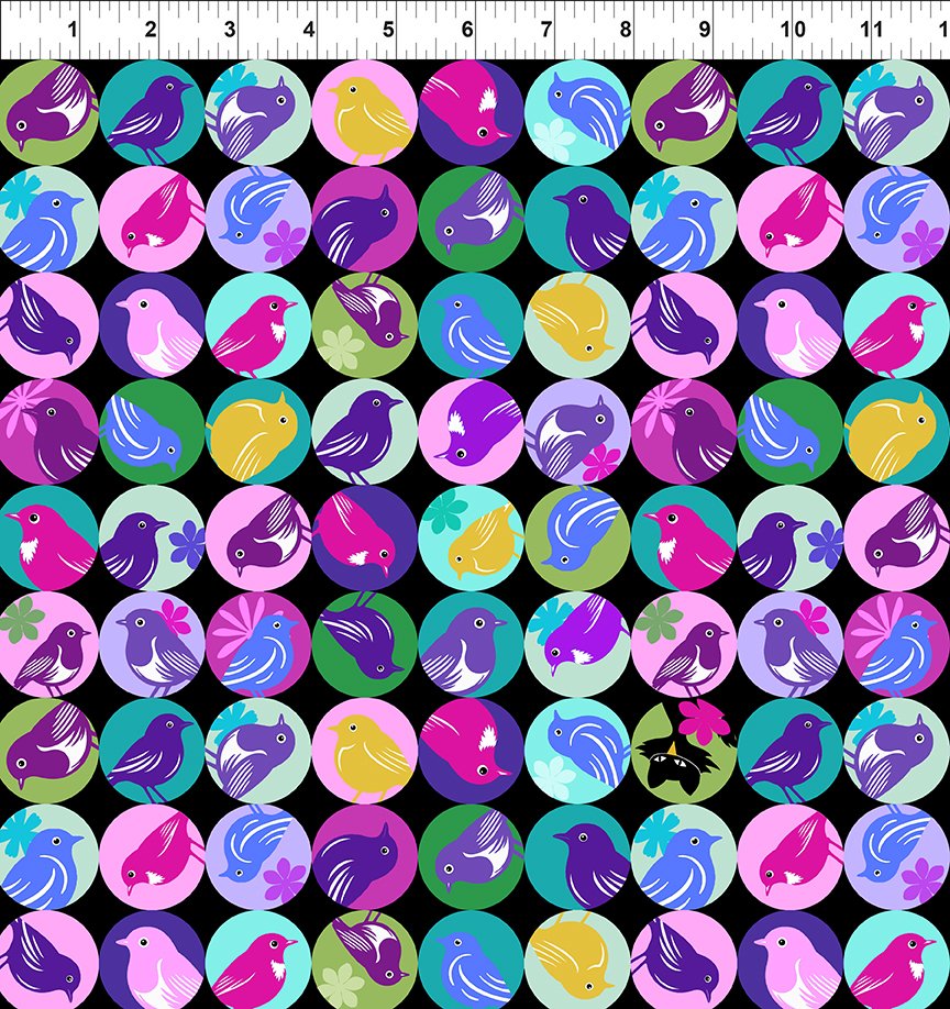 In The Beginning - Flock Together - Jewel Circle Birds - 4FT-2 Jewel Circle Birds - Sold by the Half Yard