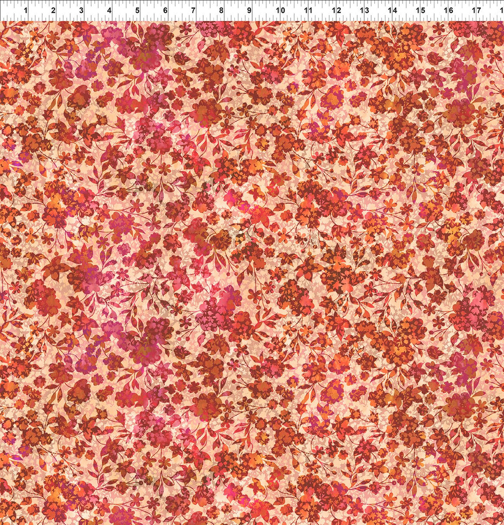 In The Beginning - Allure - Red Flower Vines - 5ALR-1 - Sold by the Half Yard
