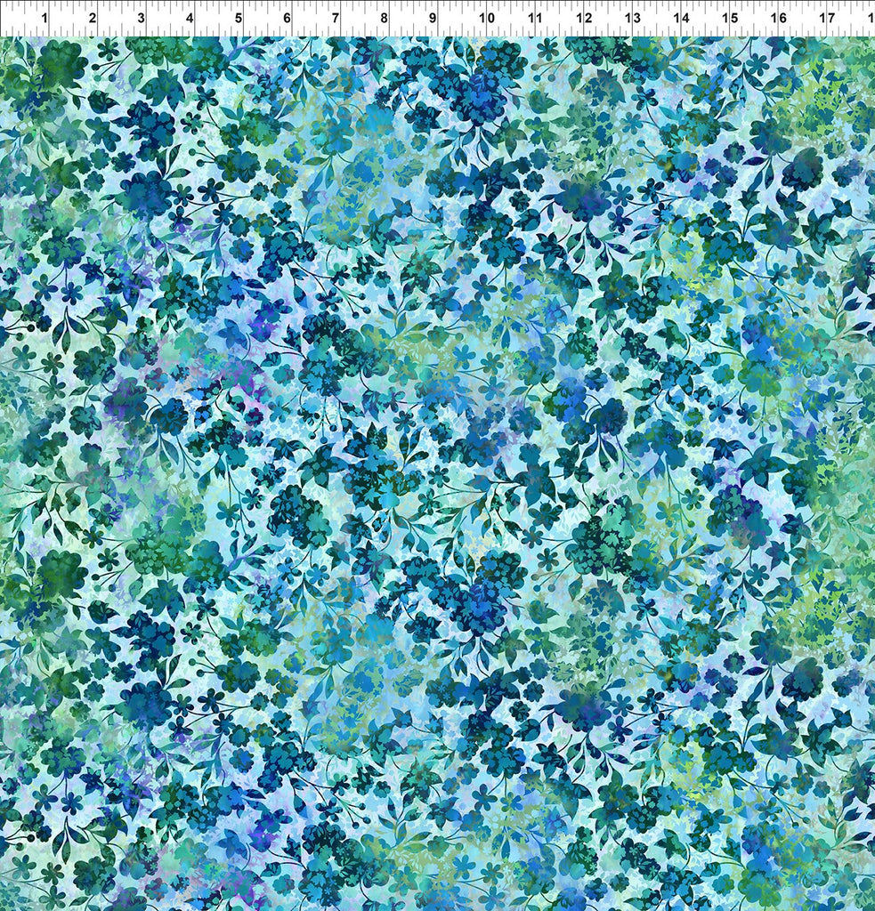 In The Beginning - Allure - Blue Flower Vines - 5ALR-2 - Sold by the Half Yard