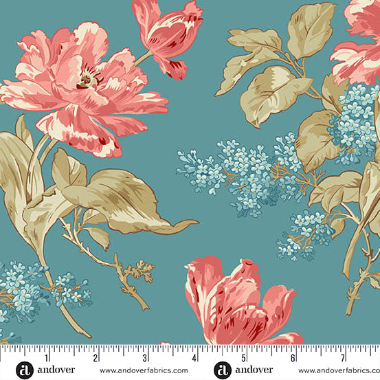 Andover Fabrics - Edyta Sitar - Lighthouse - Summer Breeze Front Porch Bouquet - A-1472-LB - Sold by the Half Yard
