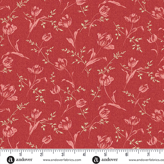 Andover Fabrics - Edyta Sitar - Lighthouse - Red Roof Bindweed - A-1476-R - Sold by the Half Yard