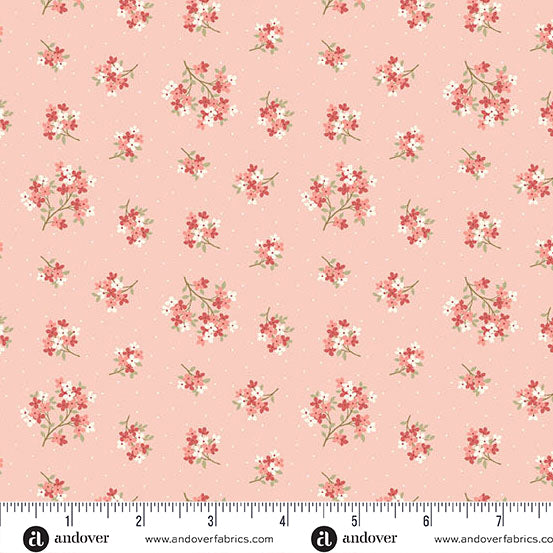 Andover Fabrics - Edyta Sitar - Lighthouse - Cherry Ice Cream Sand Verbena - A-1479-E - Sold by the Half Yard