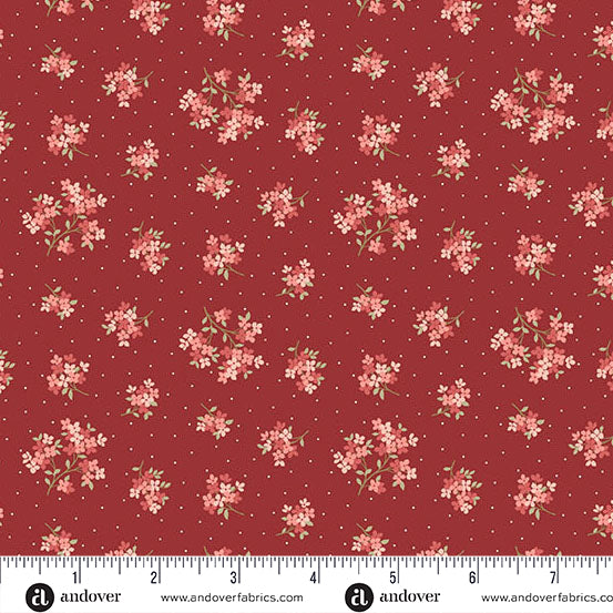 Andover Fabrics - Edyta Sitar - Lighthouse - Red Roof Sand Verbena - A-1479-R - Sold by the Half Yard