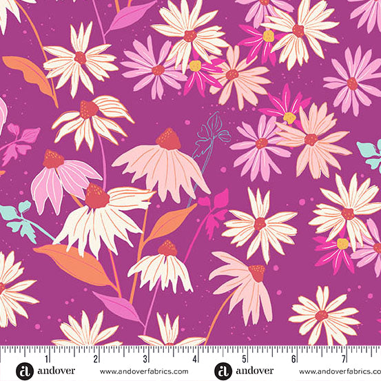 Andover Fabrics - Petals and Stitches - Fandango Echinacea - A-1566-P - Sold by the Half Yard