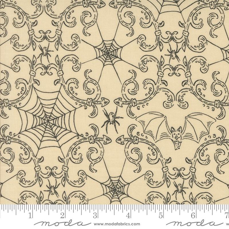 Moda - Home Sweet Haunt - Rod Iron Halloween Spider Webs - Bone - 20917-11 - Sold by the Half Yard