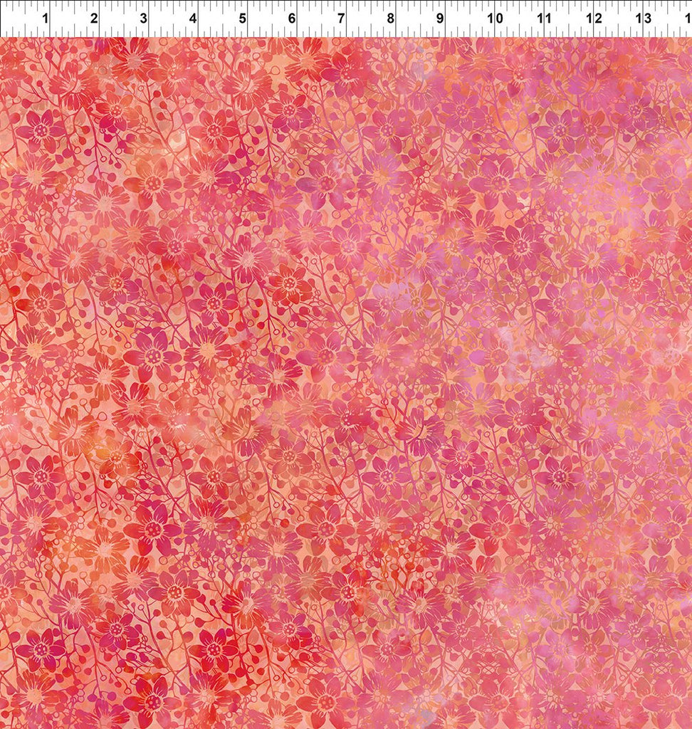 In The Beginning - Allure - Orange Shadow Flowers - 7ALR-1 - Sold by the Half Yard