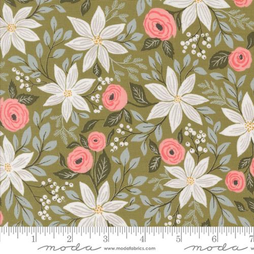Moda - Berry and Pine - Poinsettia Party Florals - Sage - 5240-12 - Sold by the Half Yard