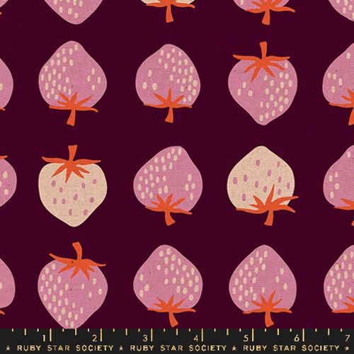 Ruby Star Society - Strawberry and Friends Canvas - Deep Plum - RS3087 17L - Sold by the Half Yard