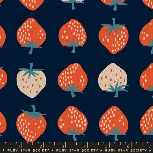 Ruby Star Society - Strawberry and Friends Canvas - Navy - RS3087 18L - Sold by the Half Yard