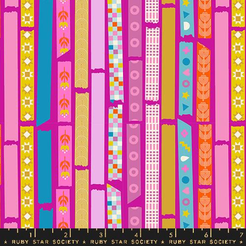 Moda - Washi Plus - Yay Its Tape Novelty Tape Office Supplies - Berry - RS1100 12 - Sold by the Half Yard