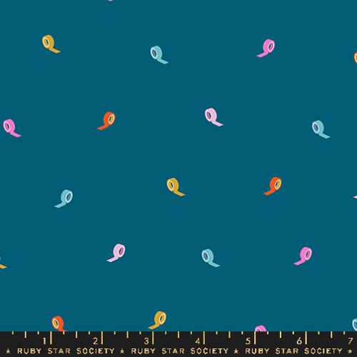 Moda - Washi Plus - Roll With It Novelty Tape Office Supplies - Teal - RS1101 12 - Sold by the Half Yard