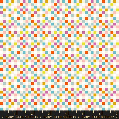 Moda - Washi Plus - Checkmate Checks and Plaids Pixels Squares - Natural - RS1102 11 - Sold by the Half Yard