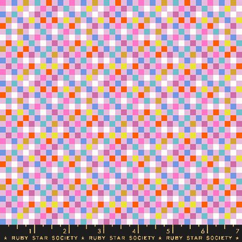 Moda - Washi Plus - Checkmate Checks and Plaids Pixels Squares - Macaron - RS1102 12 - Sold by the Half Yard