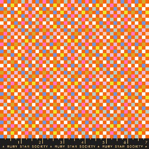 Moda - Washi Plus - Checkmate Checks and Plaids Pixels Squares - Goldfish - RS1102 13 - Sold by the Half Yard