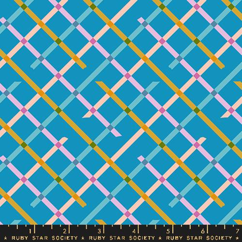 Moda - Washi Plus - Off Grid Checks and Plaids Tape Grid - Bright Blue - RS1104 15 - Sold by the Half Yard
