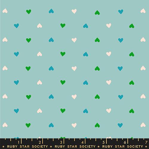 Ruby Star Society - Best Day Ever - Hearts Turquoise - RS0091 20 - Sold by the Half Yard