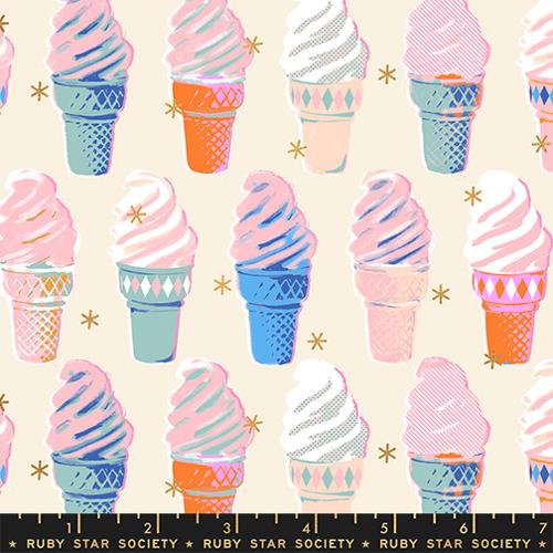 Ruby Star Society - Best Day Ever - Ice Cream Metallic Natural - RS0105 11M - Sold by the Half Yard