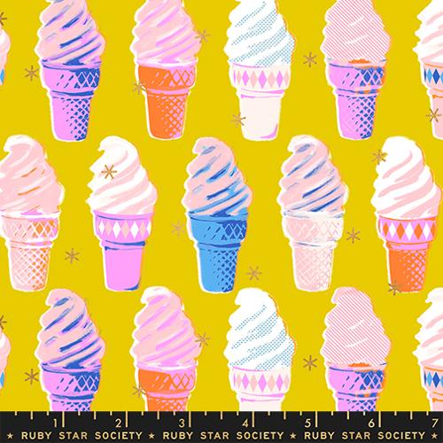 Ruby Star Society - Best Day Ever - Ice Cream Metallic Golden - RS0105 13M - Sold by the Half Yard