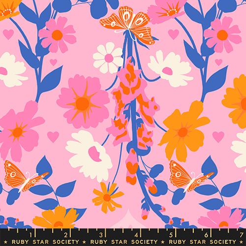 Ruby Star Society - Best Day Ever - Foxgloves Florals Butterflies Retro Posy - RS0106 12 - Sold by the Half Yard