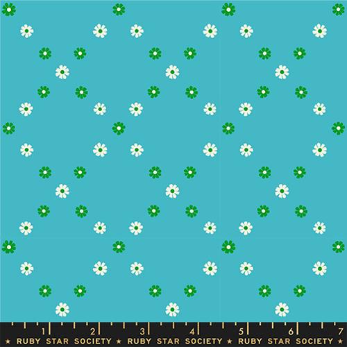 Ruby Star Society - Best Day Ever - Diamond Flowers Dark Turquoise - RS0107 16 - Sold by the Half Yard