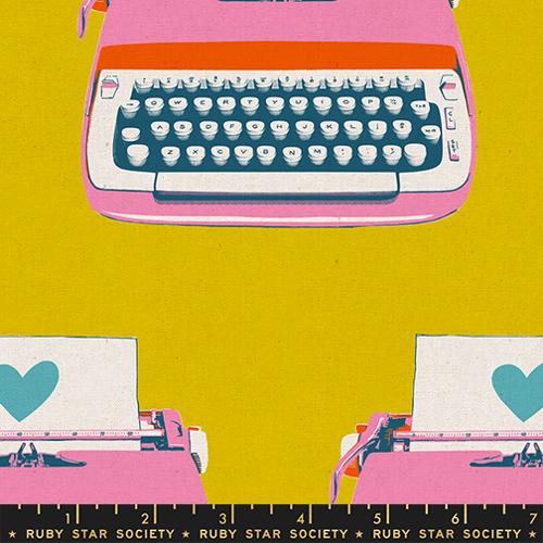 Ruby Star Society - Best Day Ever - Canvas Typewriters Golden - RS0108 17L - Sold by the Half Yard