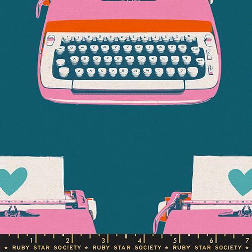 Ruby Star Society - Best Day Ever - Canvas Typewriters Teal - RS0108 23L - Sold by the Half Yard